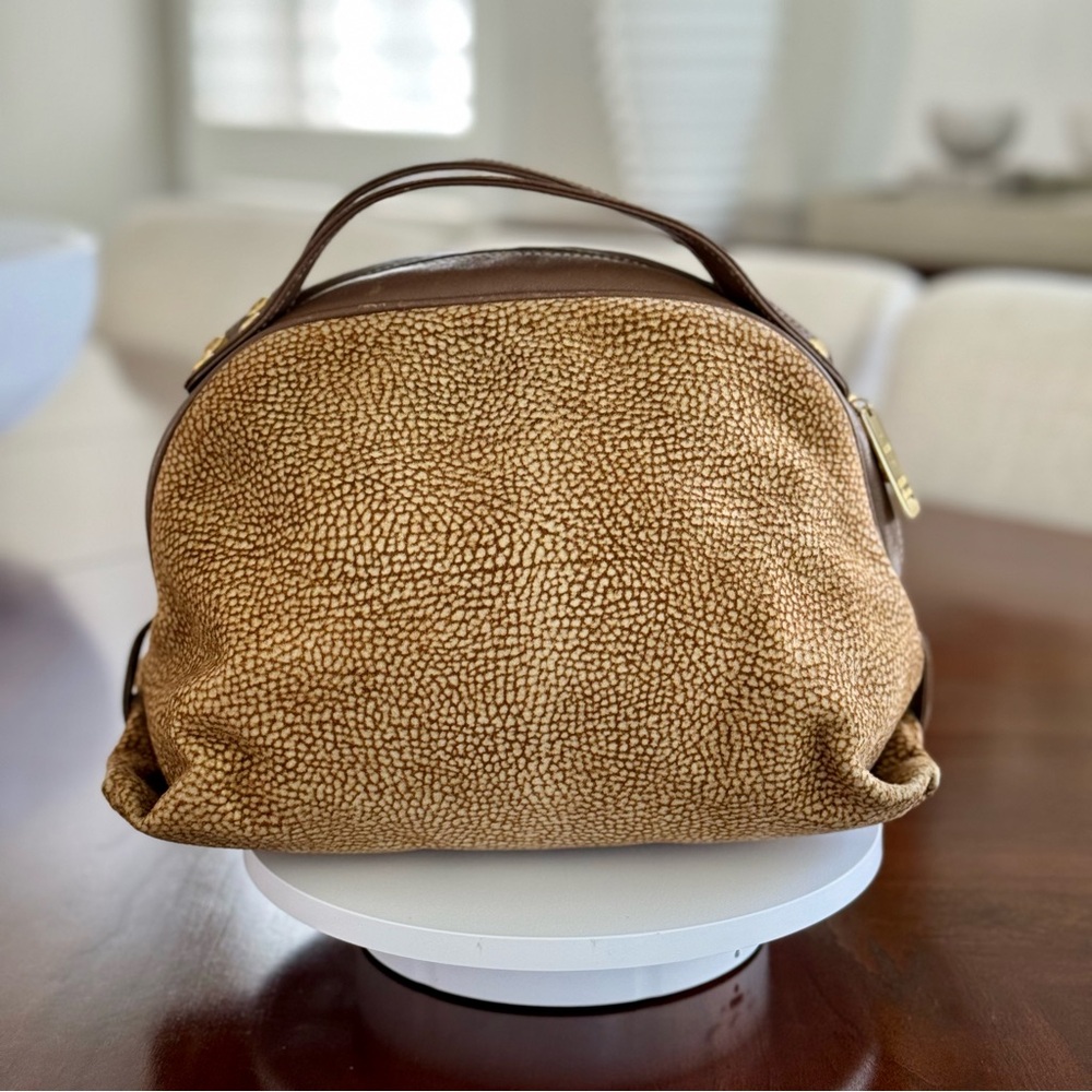Borbonese Redwall Quail Suede Bag